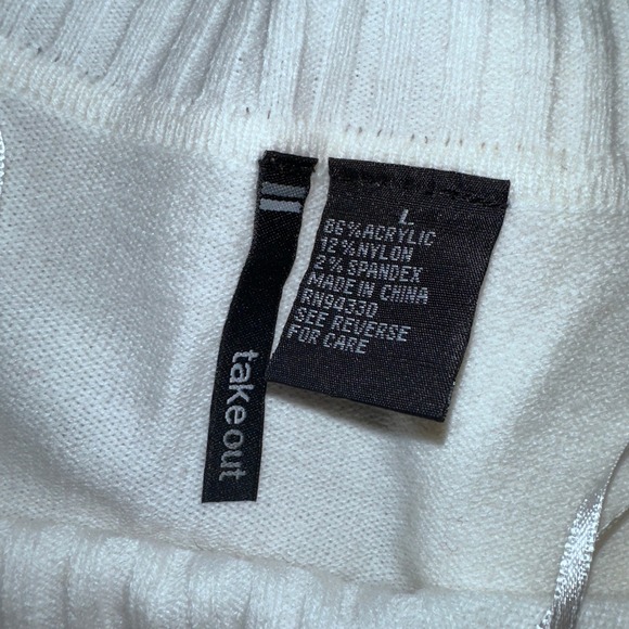 Takeout Boat Neck Womens Ribbed Knit Sweater White Long Sleeve Size Large - Picture 6 of 8